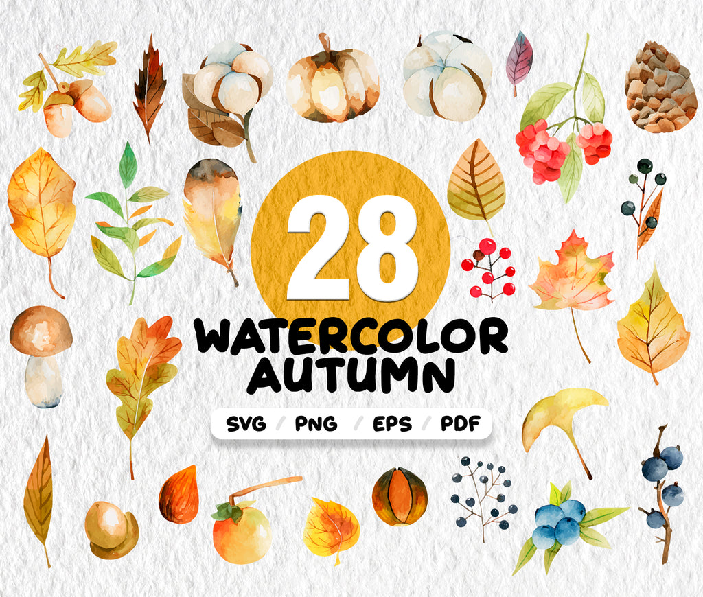 Download Watercolor Autumn Svg Autumn Svg Clipart Fall Clipart Pumpkin Clipar Clipartic