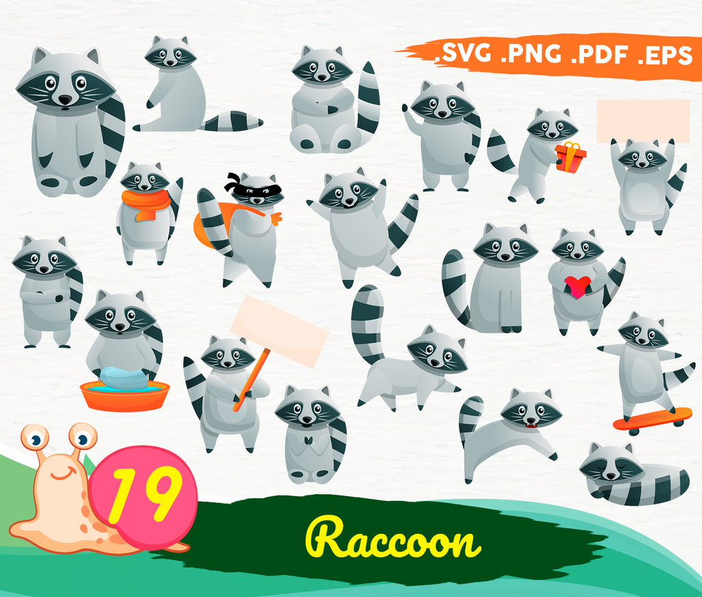 Download Racoon Svg Cute Raccoon Svg Silhouette Layered Files Raccoon Set Wo Clipartic