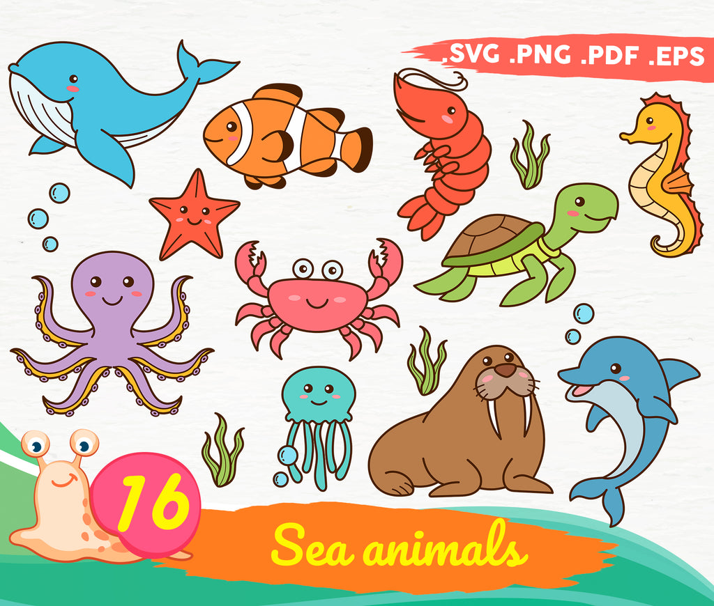 Sea Creature Svg Sea Animal Bundles Sea Animal Svg Sea Life Svg U Clipartic