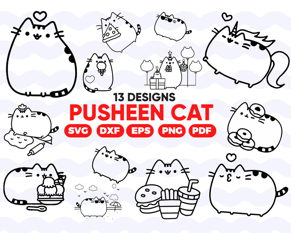 Download Pusheen Cat Svg Clipart Silhouette Stencil File Cricut Cut File Clipartic