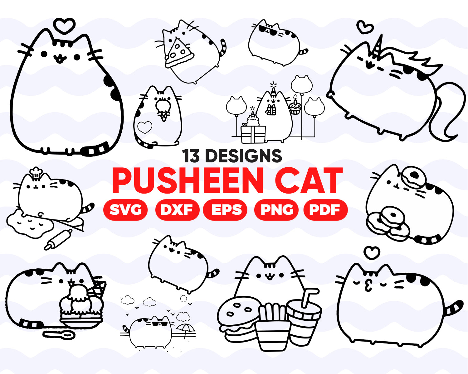 Download Pusheen Cat Svg Clipart Silhouette Stencil File Cricut Cut File Clipartic