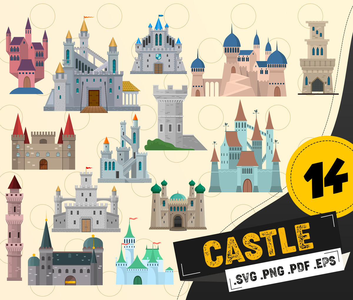 knight princess castle clipart collection