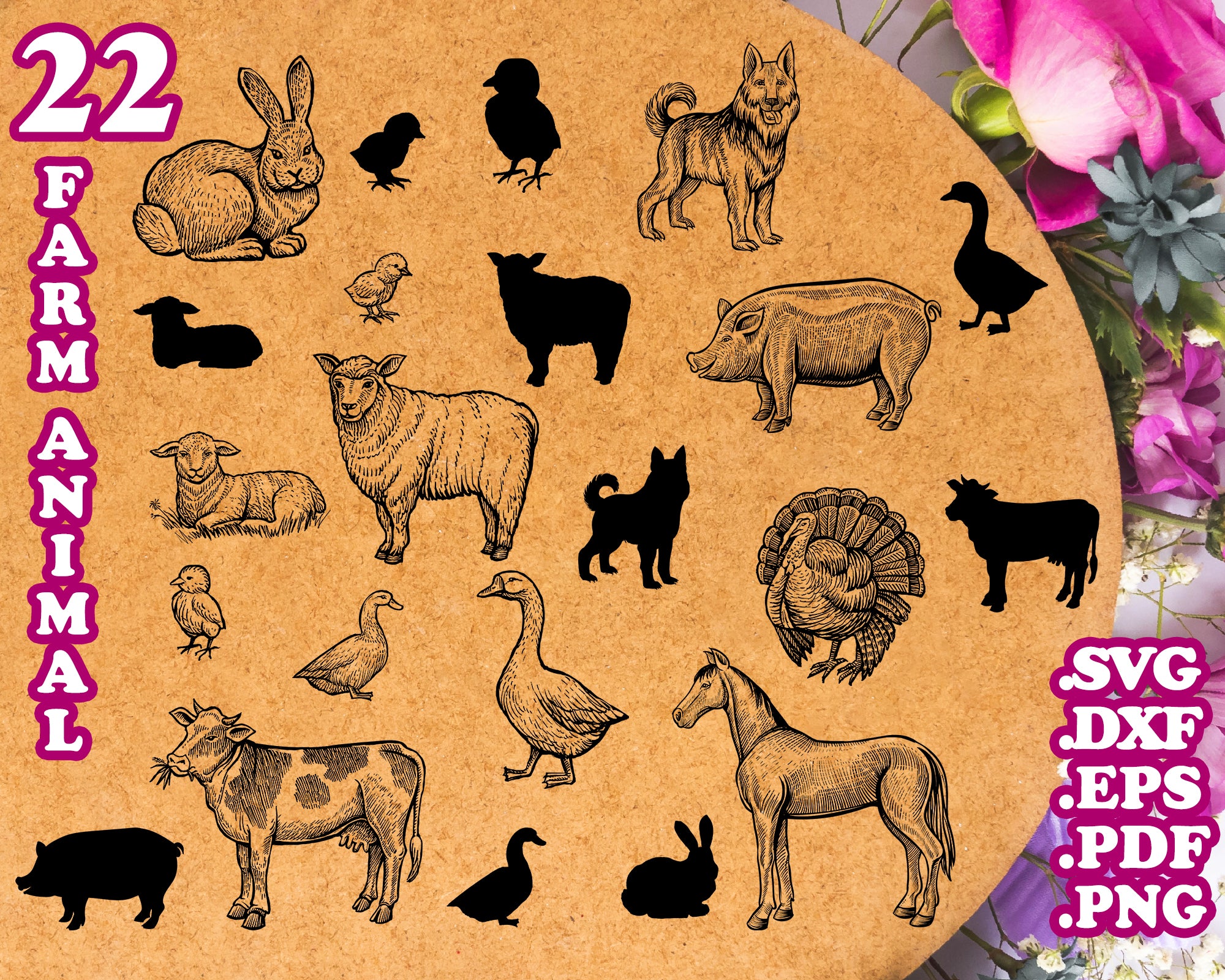 Download Farmhouse Svg Animals Cut Files For Cricut And Silhouette Farm Animals Clipart