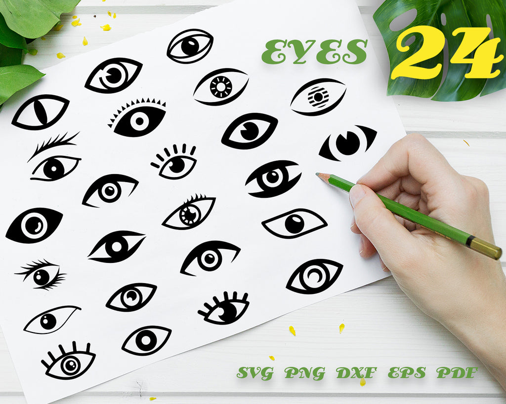 Download Eyes Svg Icon Set Clipart Silhouette Stencil File Cricut Cut Fil Clipartic