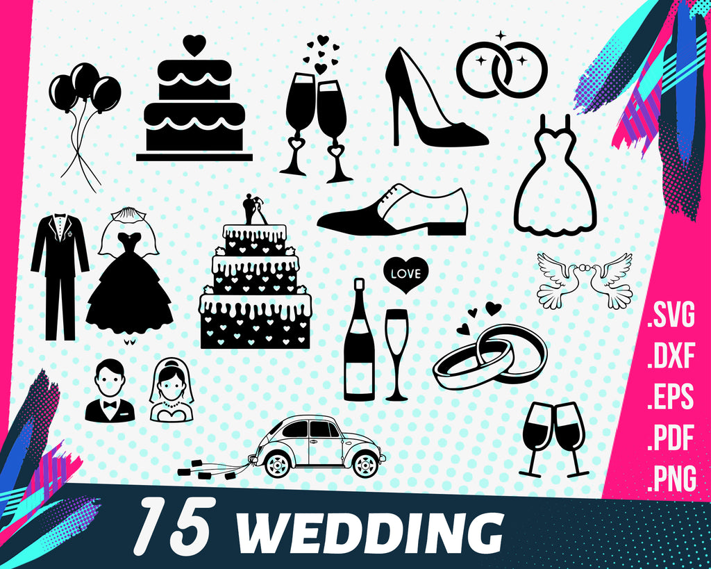 Download Wedding Svg Wedding Bundle Svg Wedding 46 Cut Elements Bride Svg W Clipartic