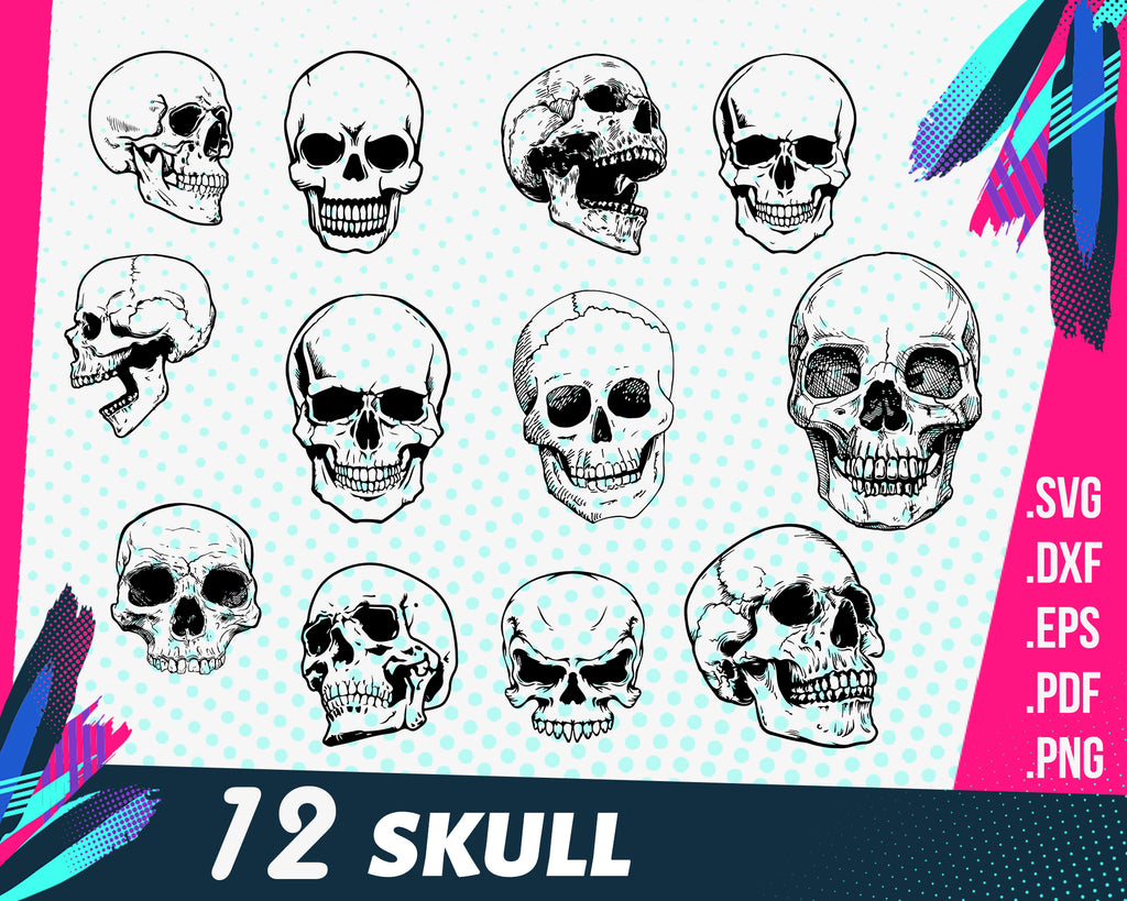 Download Skull Svg Skull Colection Svg Vectors Cut File Silhouette Cameo Ste Clipartic