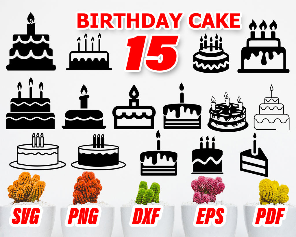 Download Birthday Cake Svg Bundle Birthday Cake Cricut Birthday Cake Silhou Clipartic