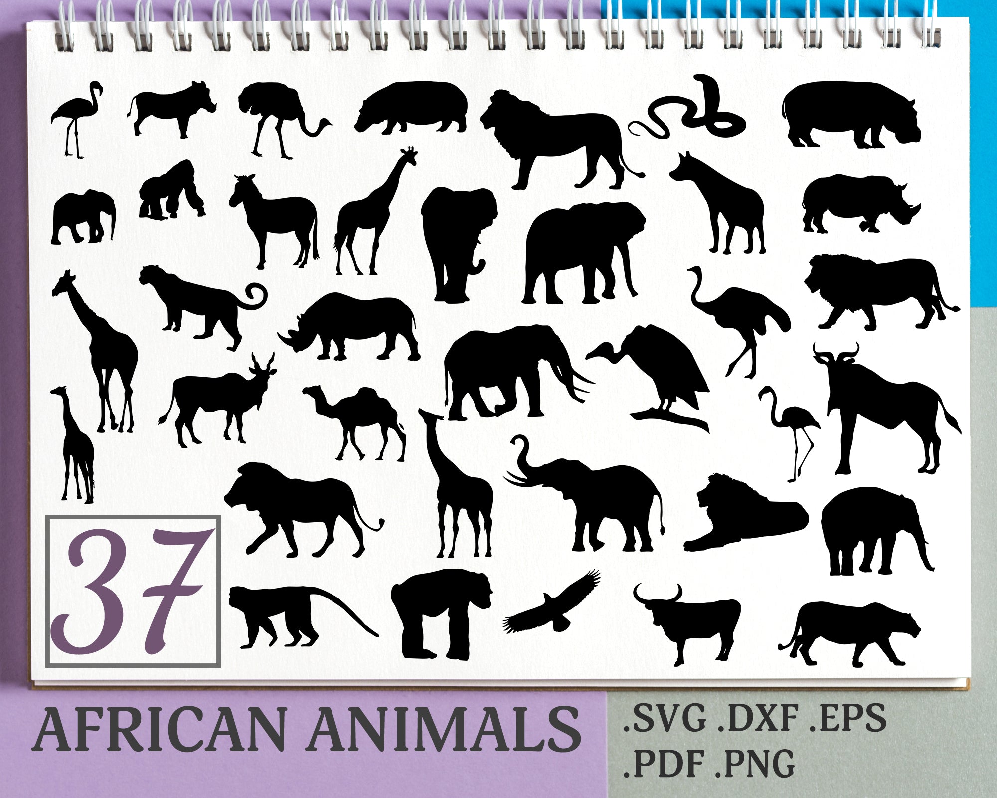 Download Animal Silhouette Pdf African Animals Cricut Cut File Safari Dxf Jungle Bundle Zoo Wild Animal Face Clipart Png Lion Head Silhouette Svg 2 Clip Art Art Collectibles