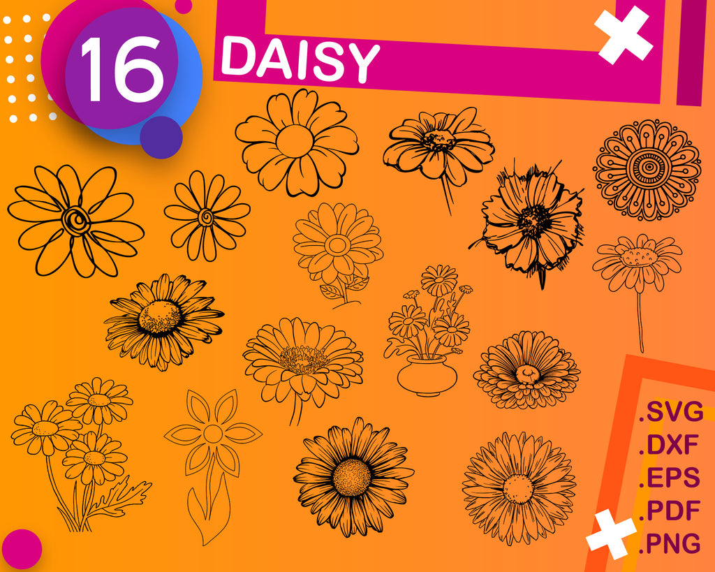 Daisy Svg Bundle Flower Svg Daisy Cut File Floral Svg Spring Svg Clipartic