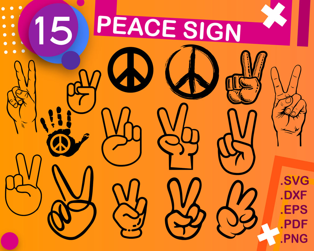 Peace Sign Svg Cut File Peace Sign Bundle Svg Peace Sign Silhouette Clipartic