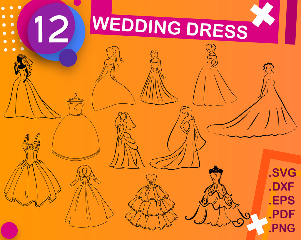 Download Wedding Dress Svg Wedding Dress Silhouette Svg Wedding Dress Clipart Clipartic