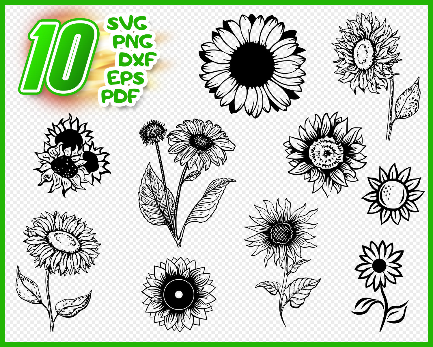 Sunflower Svg Bundle Sunflower Clipart Sun Svg Flower Svg Sunflowe Clipartic