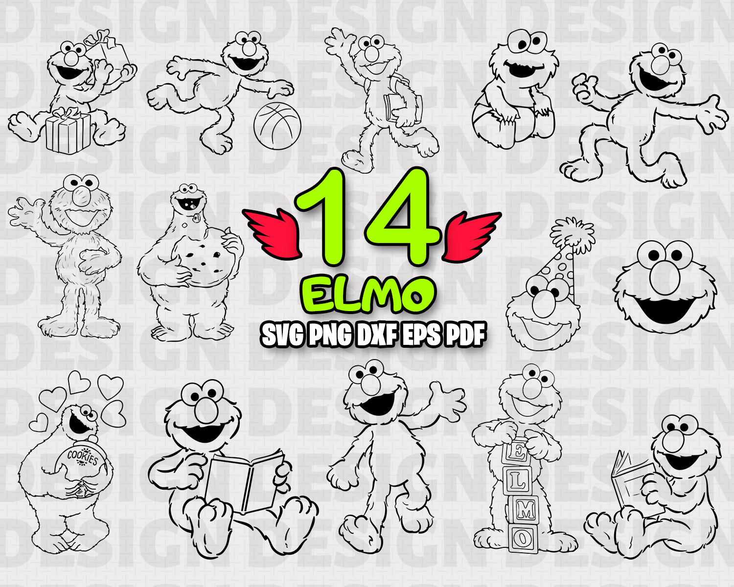 Download Elmo Svg Cartoon Svg Characters Vector Clipart Decal Stencil Vi Clipartic