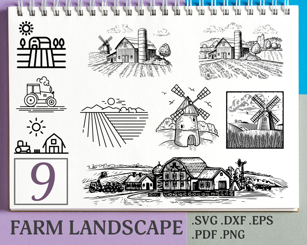 Download Farm Landscape Svg Nature Landscape Clipart 6pics Dxf Files Dxf F Clipartic