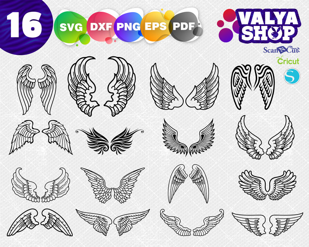 Download Angel Wings Svg Angel Wings Cut File Halo Cut File Svg Cutting File Clipartic