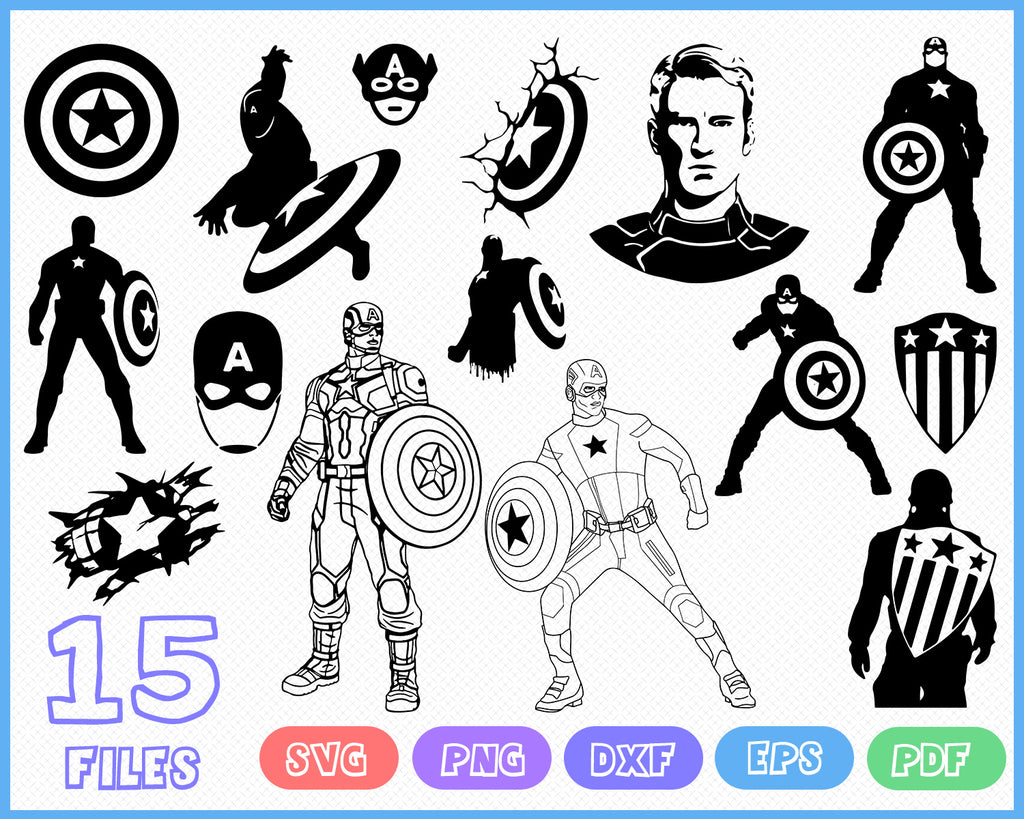 Download Captain America Svg Dxf Png For Cricut And Silhouette Avengers Bun Clipartic
