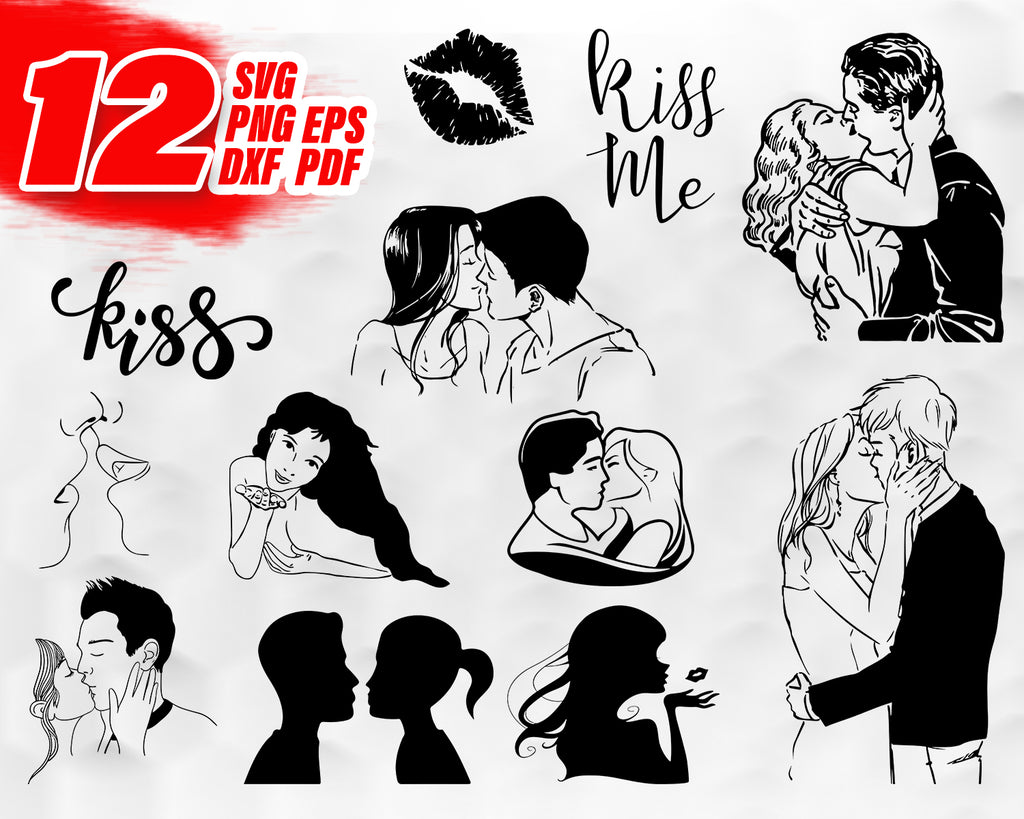 Download Kiss Svg Love Svg Couple Svg Couples Svg Kiss Svg Couple Silhouet Clipartic