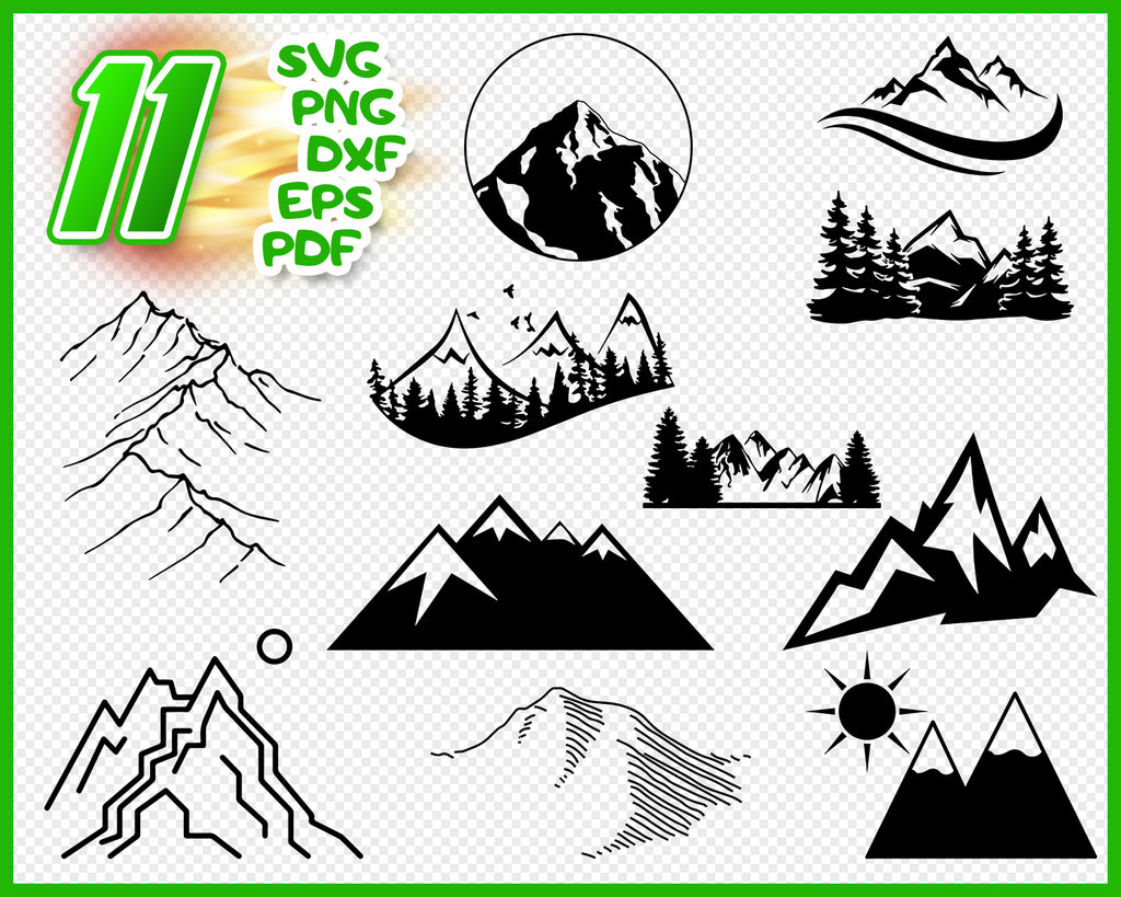 Mountains Bundle Svg Mountain Svg Mountain Clip Art Mountain Silhou Clipartic