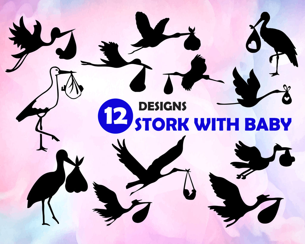 Download Stork With Baby Svg Baby Svg Baby Shower Stork Svg Stork And Baby Clipartic