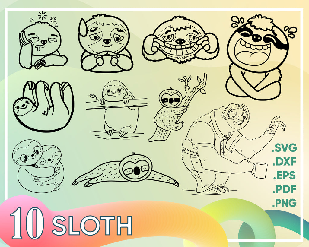 Sloth Svg Sloth Monogram Svg Sloth Valentine Svg Sloth Mandala Svg Clipartic