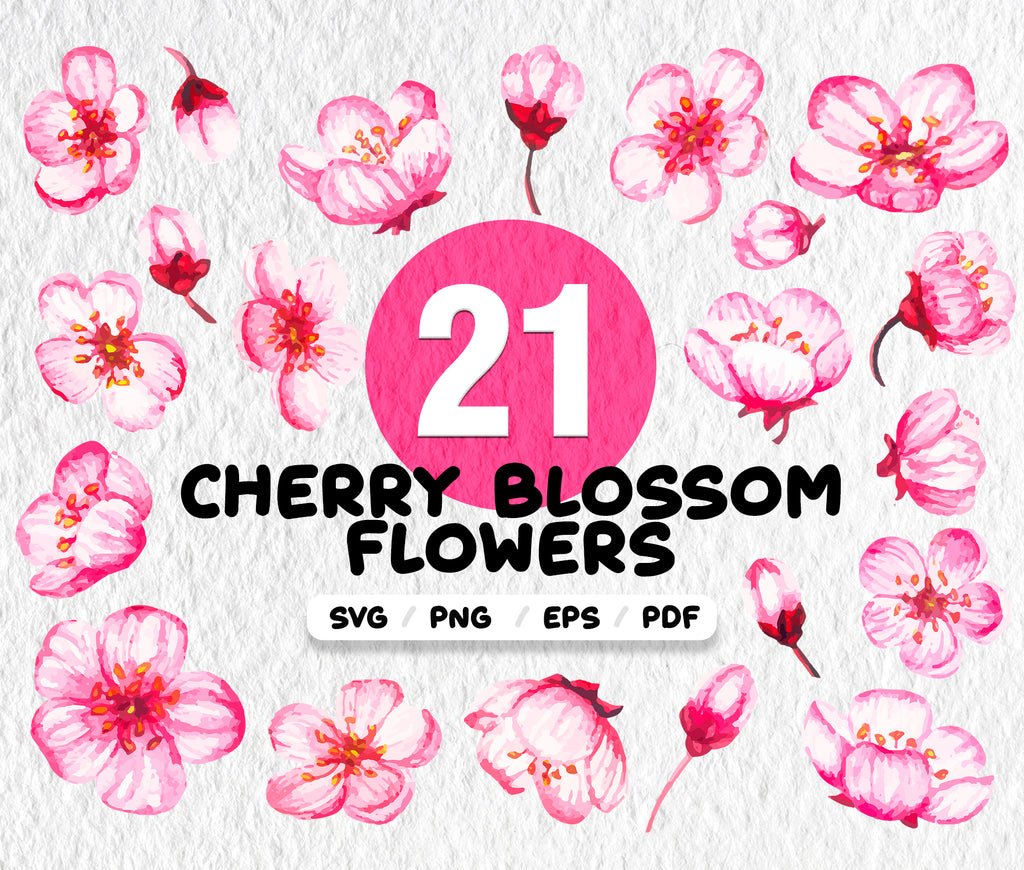 Download Cherry Blossom Svg Printable Design Flower Svg Sakura Flower Silhouet Clipartic