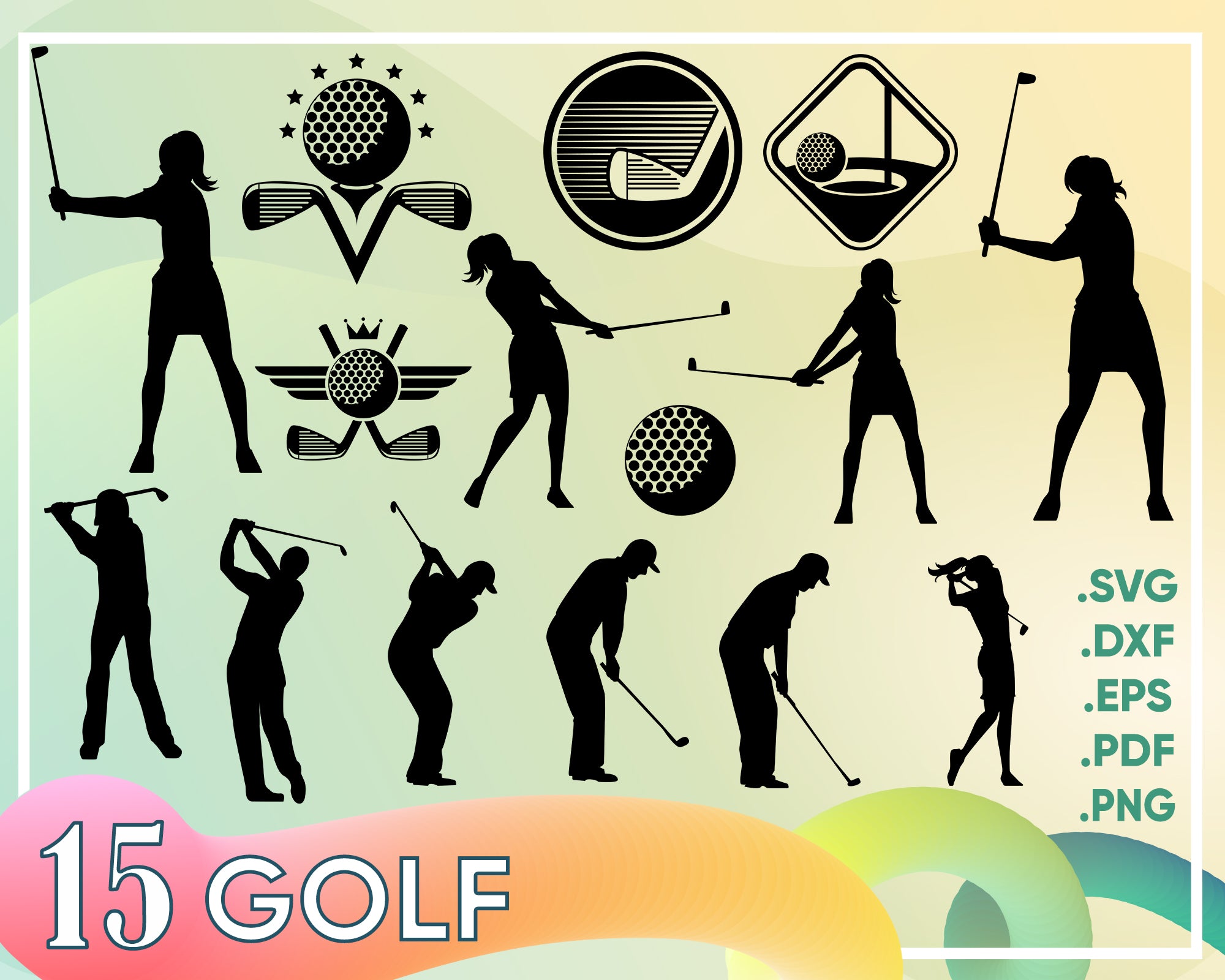 Download Golf SVG Monogram Golf ball svg, Putter svg, Golf tee svg, Golfing Gre - Clipartic