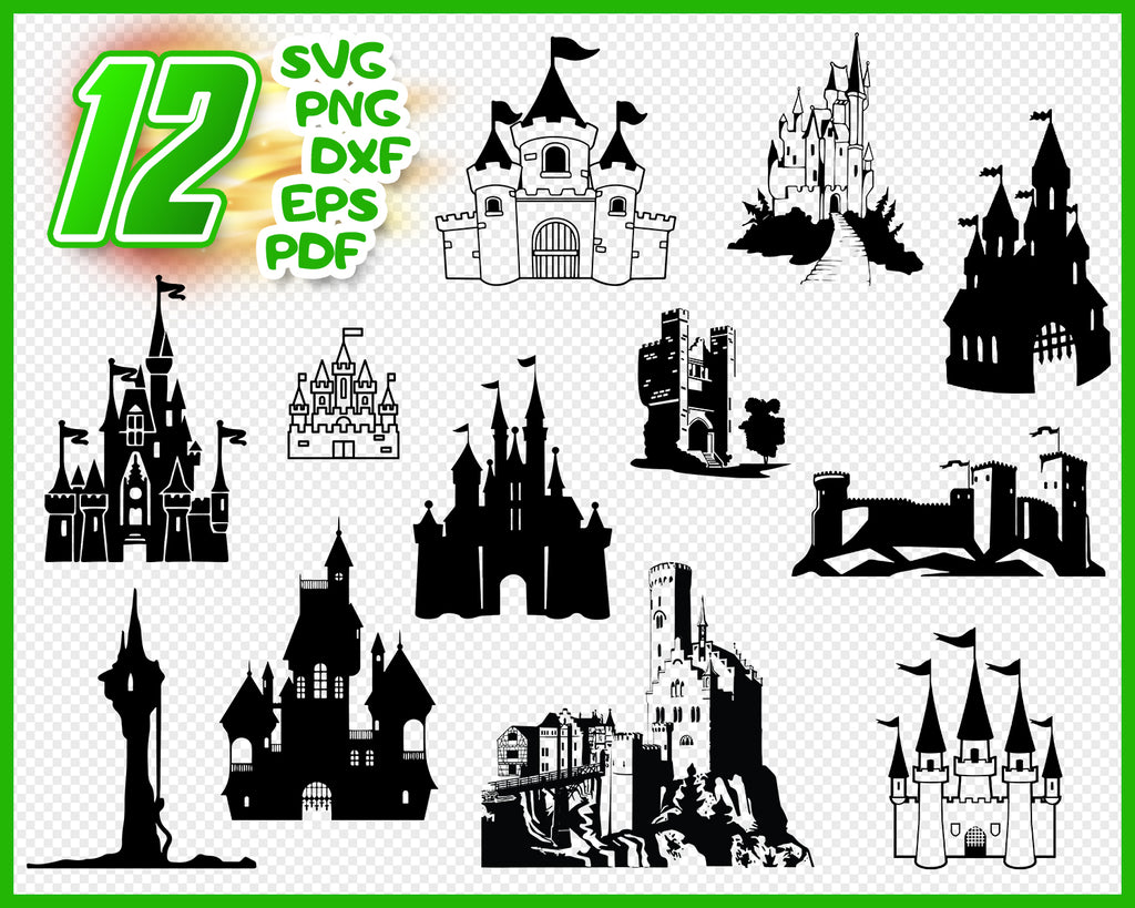 Download Clip Art Princess Castle Clipart Digital Download Svg Eps Dxf Castle Svg Silhouette Pack Png Art Collectibles