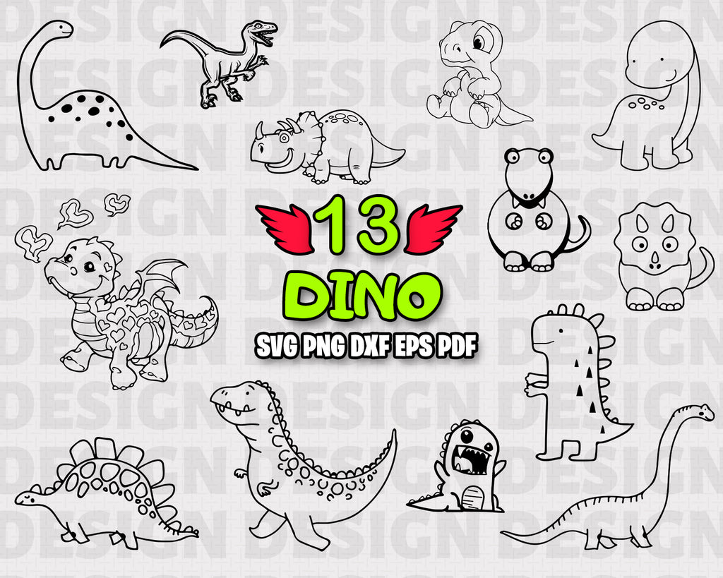 Dino Svg Cute Dinosaur Baby Svg Vector Clipart Decal Stencil Vin Clipartic