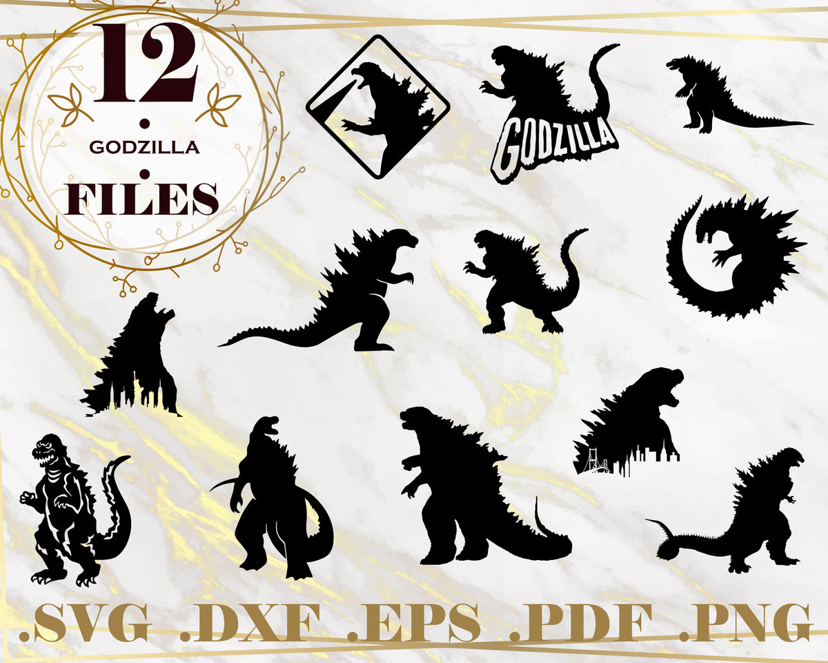 GODZILLA SVG, clipart, silhouette, stencil, file cricut, cut file, cut