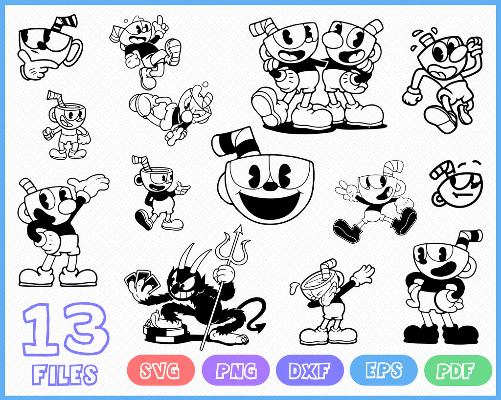 Download Cuphead Svg Stencil File Cricut Cut File Cutting File Vector File Clipartic