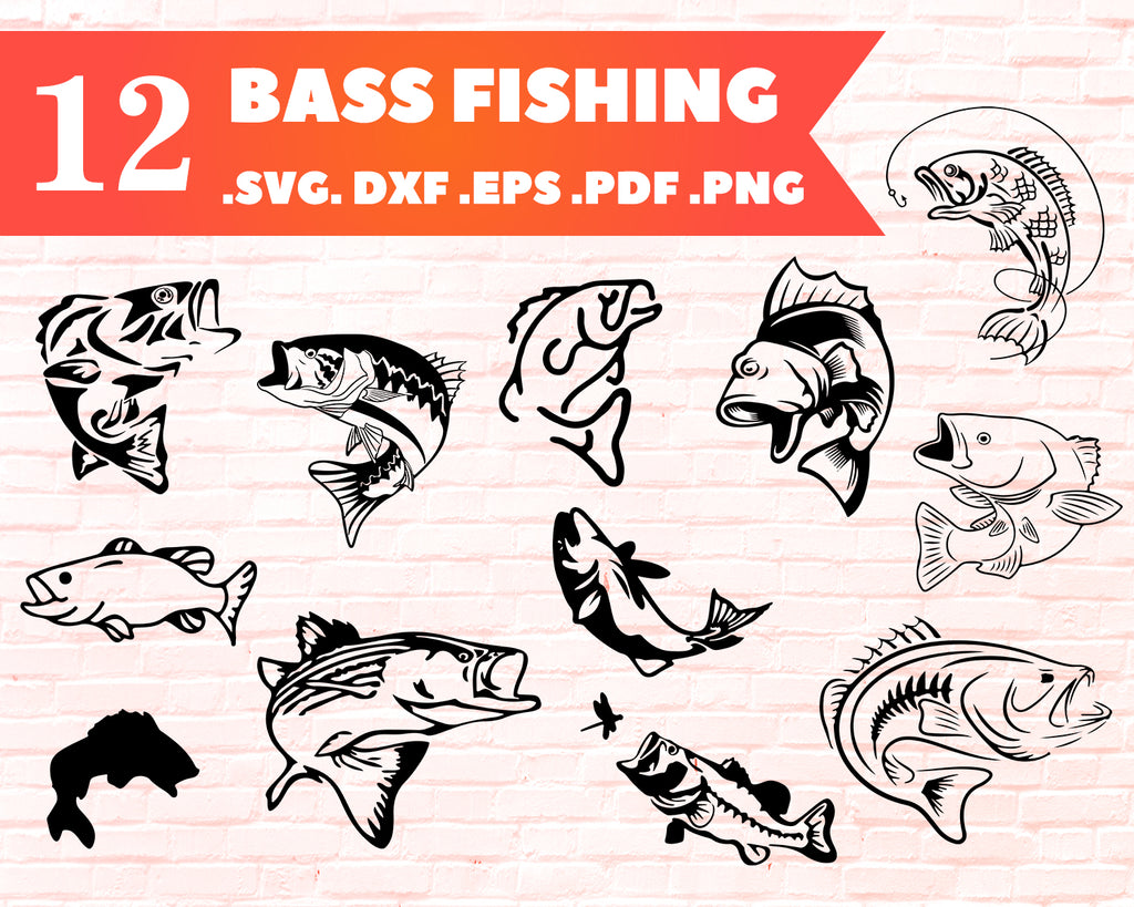 Bass fishing svg, fishing svg, fish svg, bass svg ...