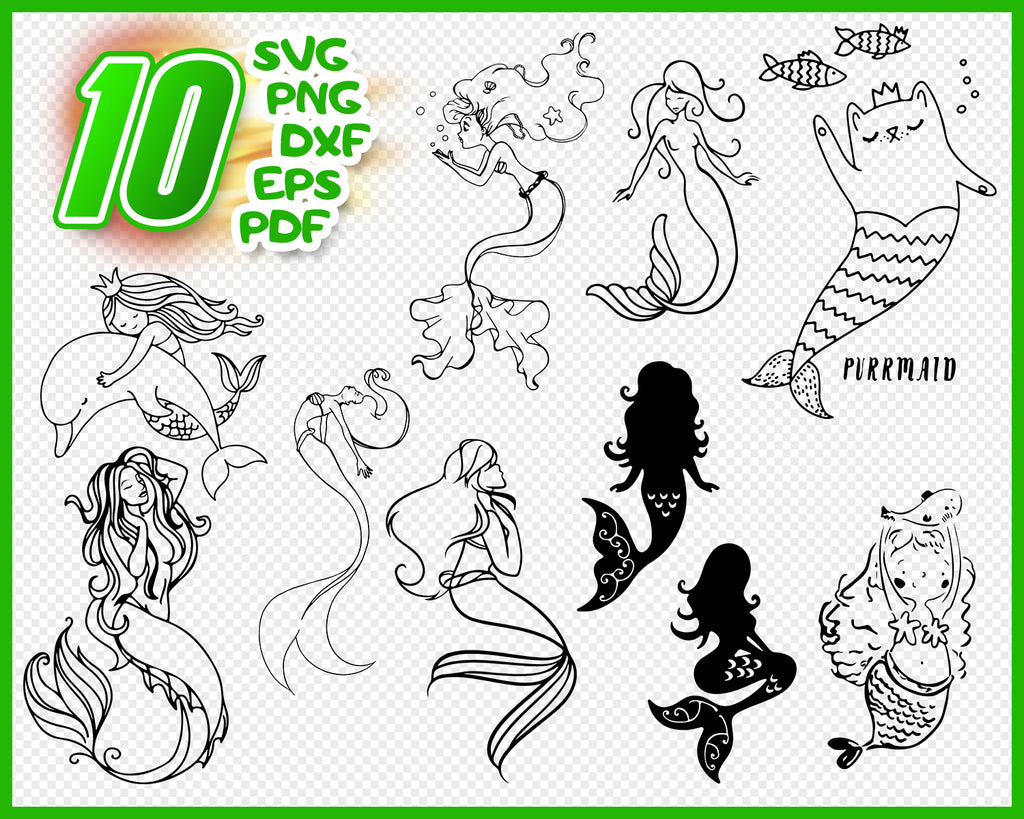 Download Mermaid Svg For Cricut For Silhouette Cut Files Vinyl File Vector Clipartic