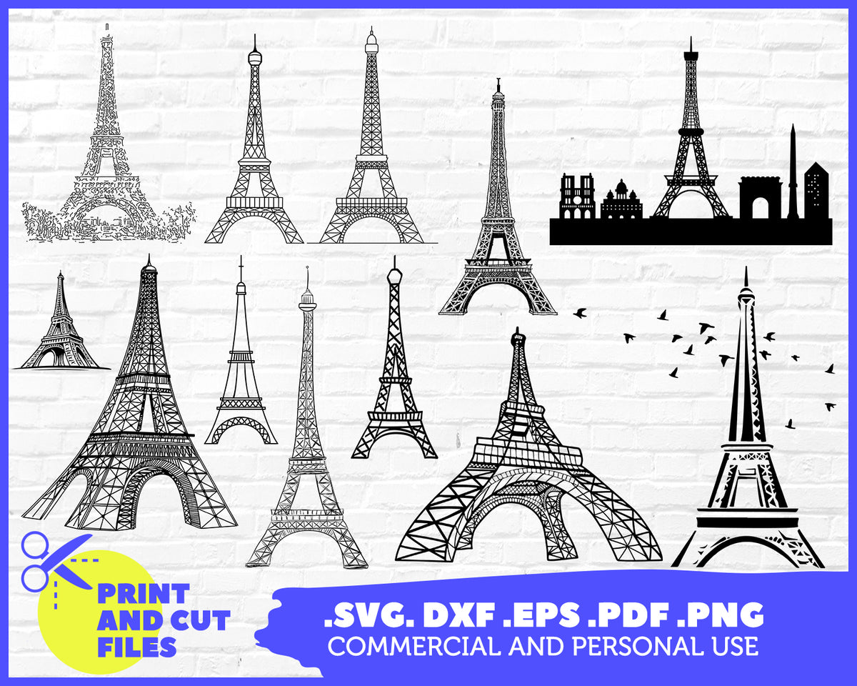 Download Eiffel tower, paris, svg, png, dxf for cricut, silhouette ...