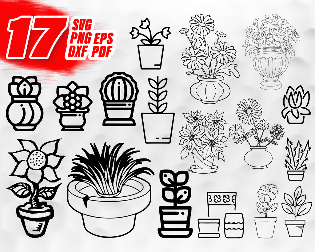 Free Flower Pot Svg Free SVG PNG EPS DXF File