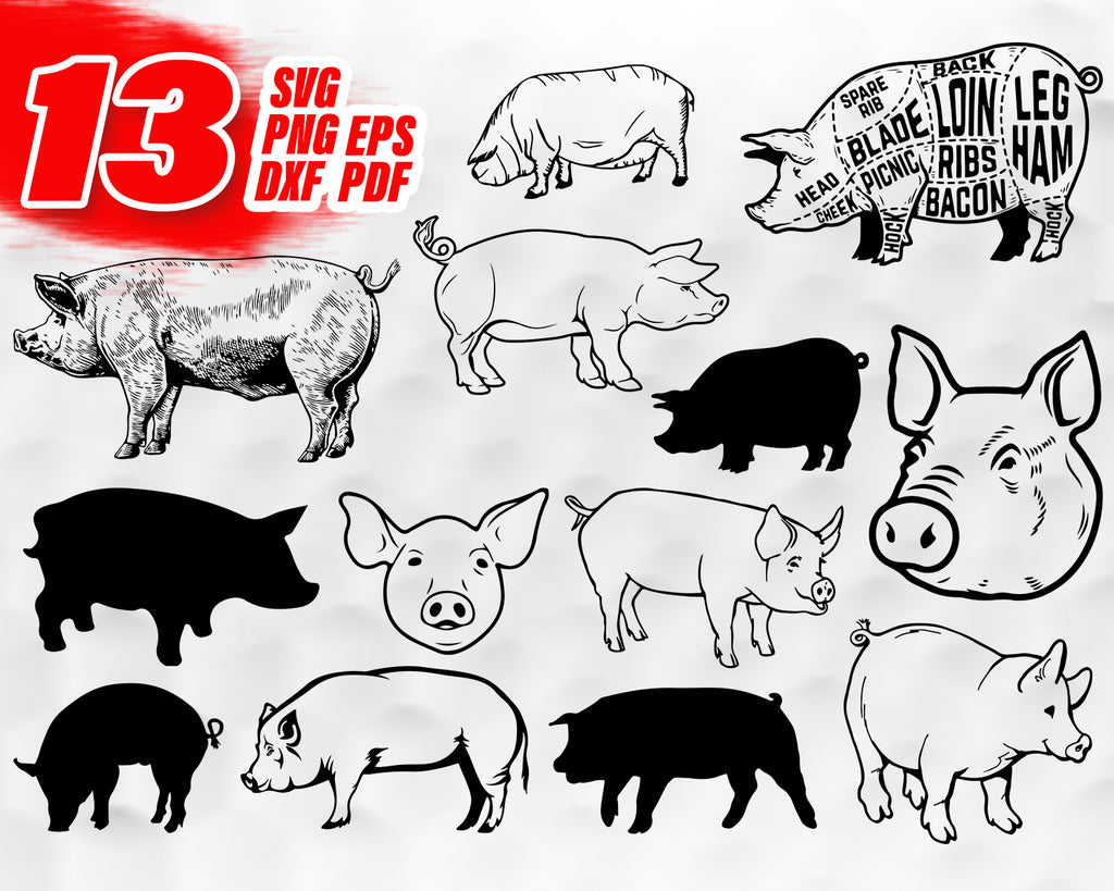 Download Pig Svg Pig Head Svg Cute Pig Pig Handraw Svg Pig Clipart Stencil Clipartic
