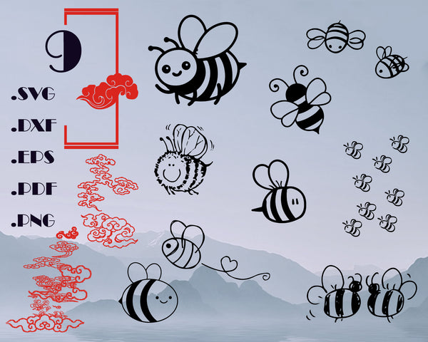 Download Bee Bundle Svg, Bee Silhouette Bundle, Bee Svg, Bee Clipart, Honey Bun - Clipartic