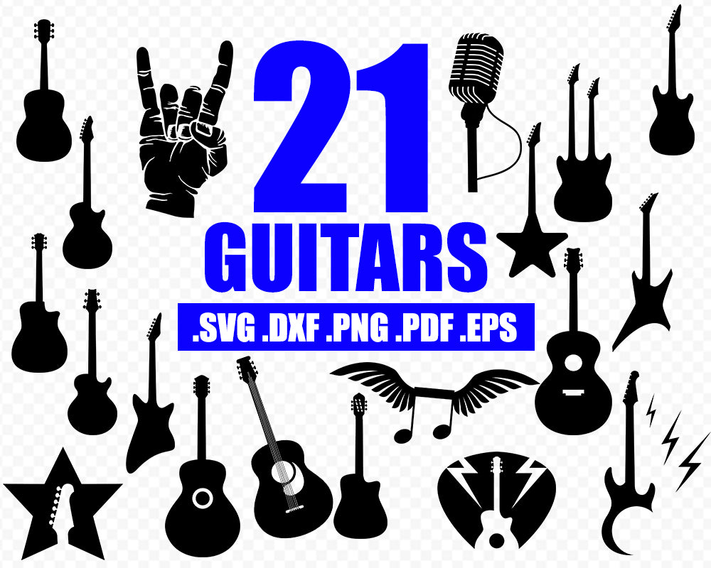 Download Guitars Design Bundle Electric Guitar Svg Guitar Silhouette Guitar Clipartic