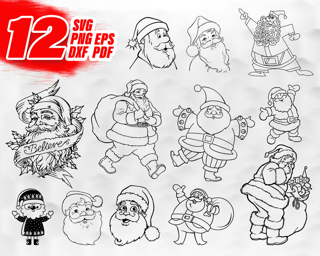 Download Santa Claus Svg Santa Clipart Winter Christmas Wall Art Santa Svg F Clipartic