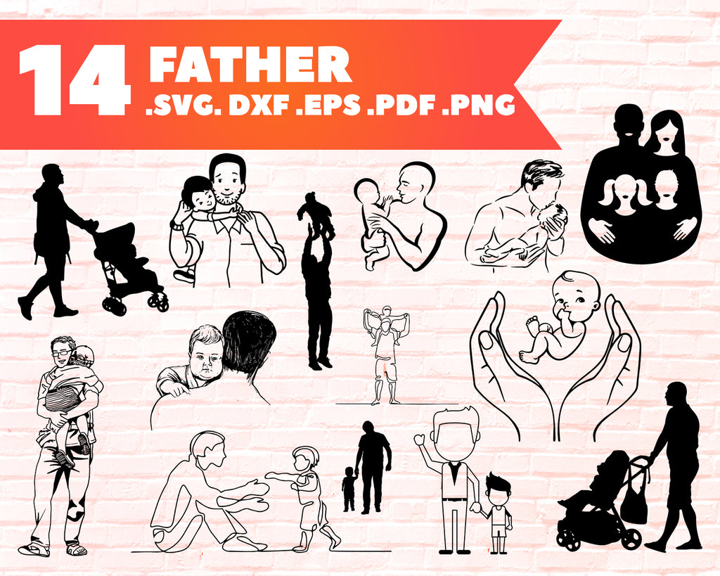 Father Svg Silhouette Cutting Files Father And Baby Clipart Father Clipartic