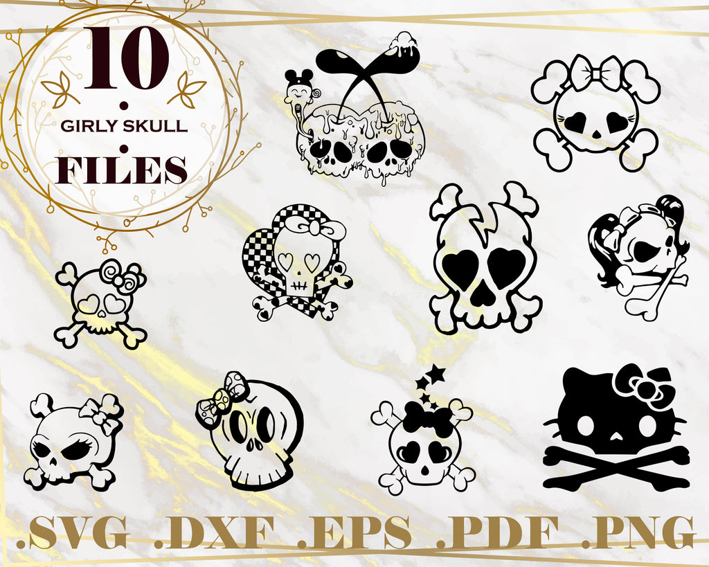 Girly Skull Svg Layered Svg Skull Svg Halloween Cricut Svg Baby Ha Clipartic