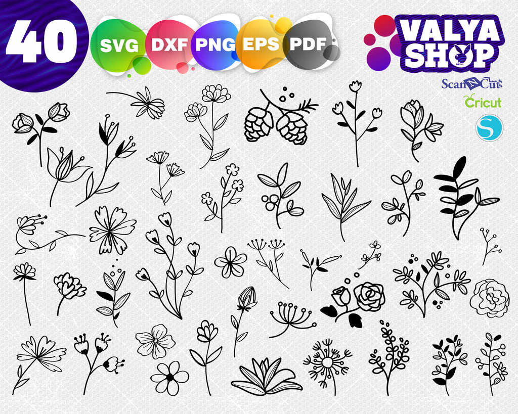 Download Flower Elements Svg Flowers Svg Floral Elements Eps Silhouette Desi Clipartic