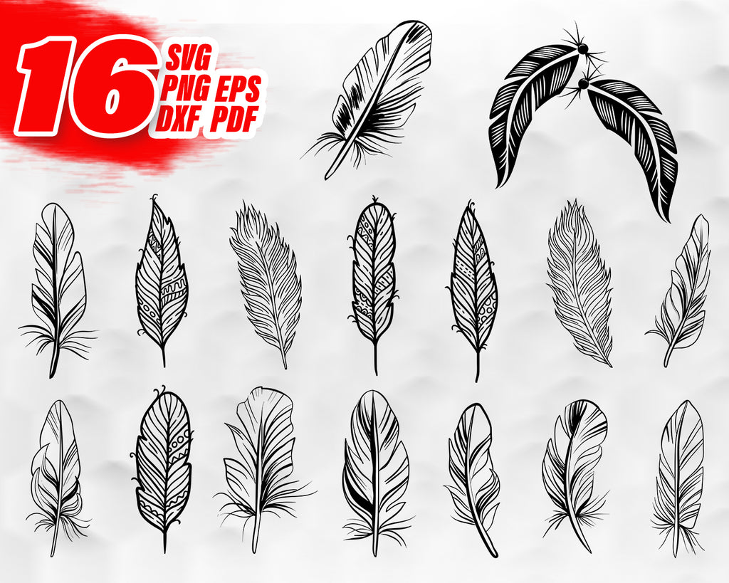 Download Feather SVG, Feathers SVG, Feather Clipart, Boho Feathers ...