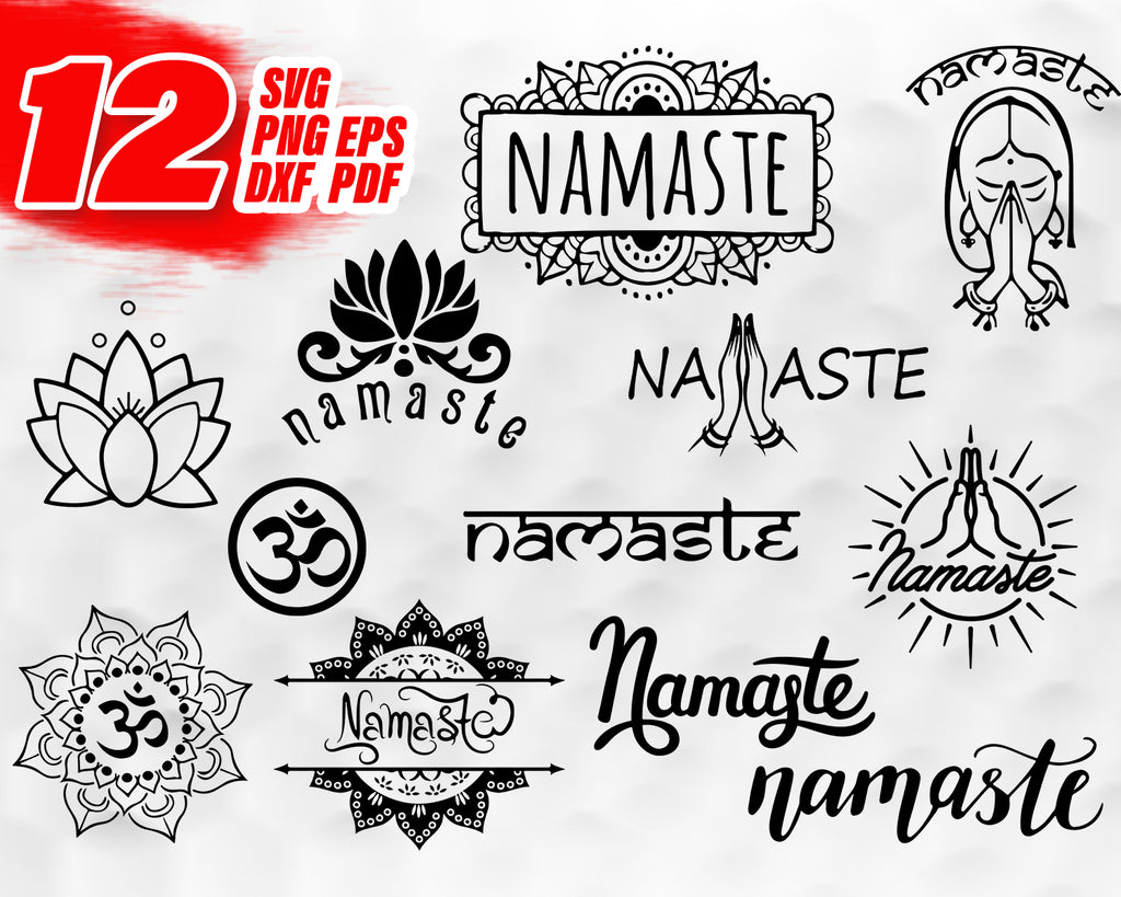 Namaste Svg Lotus Svg Yoga Svg Lotus Flower Svg Cutting File Svg E Clipartic