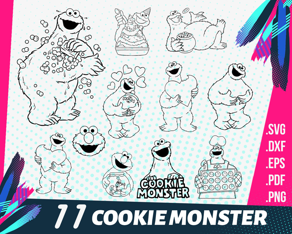 Cookie Monster Svg Sesame Street Svg Elmo Svg Cookie Monster Dxf C Clipartic