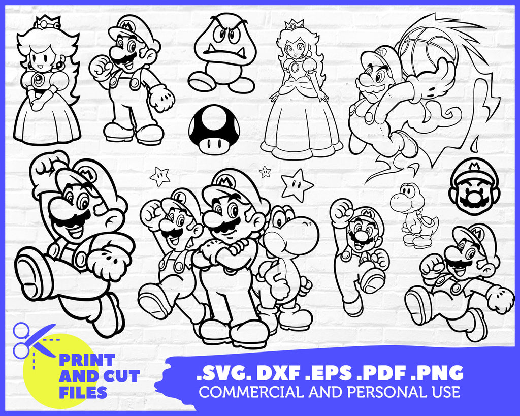 Super Mario Svg Characters Svg Luigi Svg Bowser Svg Princess Peach Clipartic