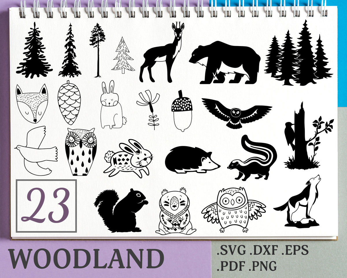 Download Woodland svg, Woodland Animals SVG DXF Clipart, Forest ...