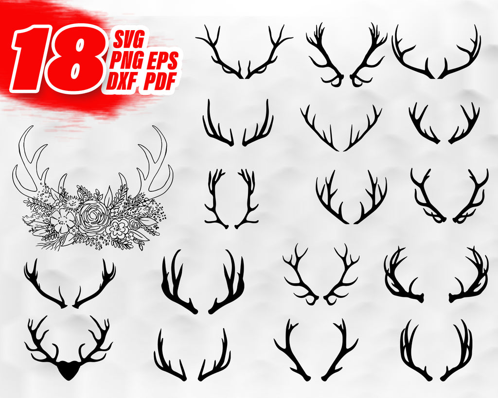 Download Christmas Reindeer Antlers Eps Svg Pdf Png Dxf Jpeg Clip Art Silhouettes Cut Files For Cricut Clip Art Art Collectibles Lifepharmafze Com