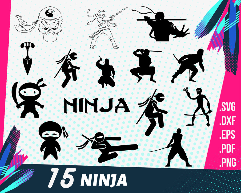Download Ninja Svg Bundle Ninja Svg File For Cricut Chinese Star Design Eleme Clipartic