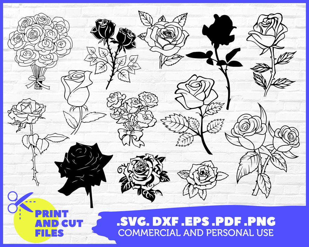 Download Roses Svg Valentine Svg Flower Svg Floral Svg Rose Stencil Rose S Clipartic