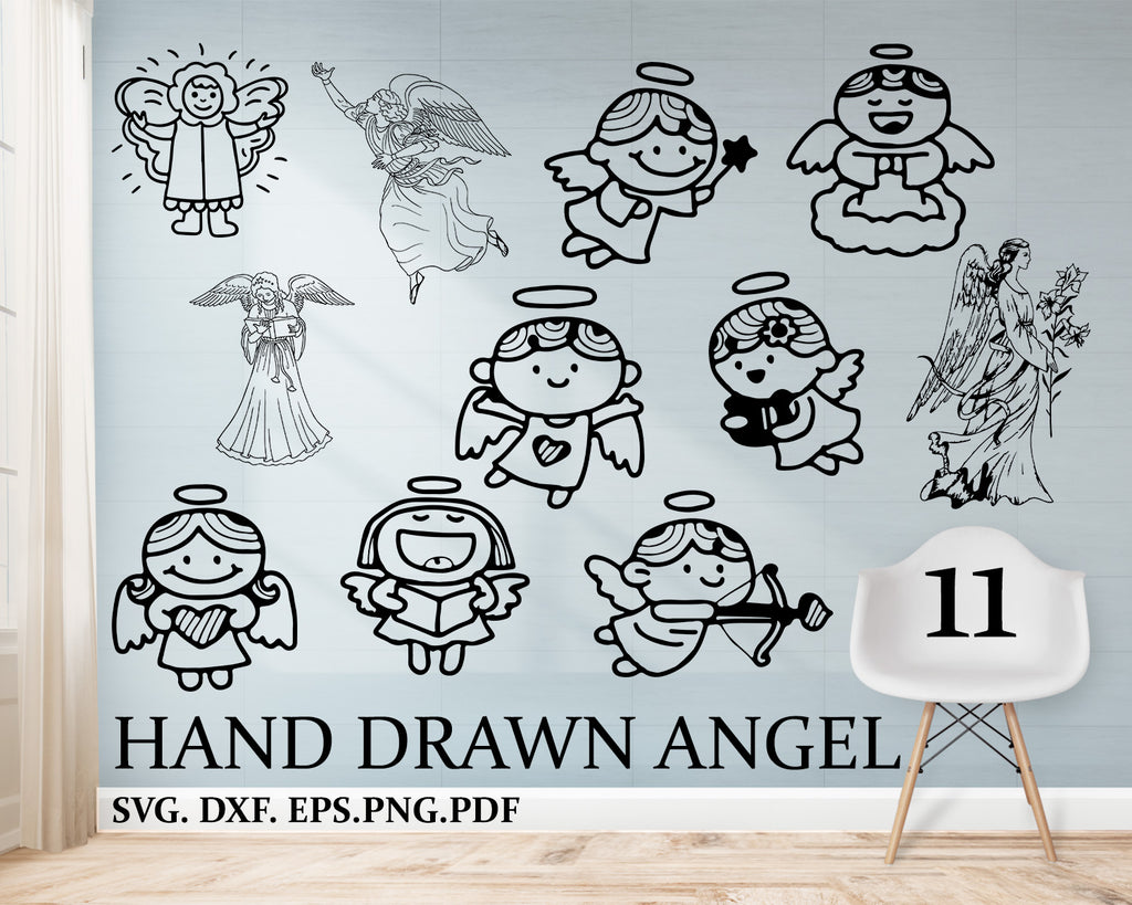 Download Hand Drawn Angel Svg Christmas Angel Silhouette Angel Clipart Ange Clipartic